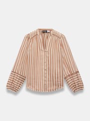 Mint Velvet Orange Striped Sheer Blouse - Image 6 of 7