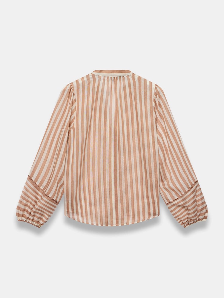 Mint Velvet Orange Striped Sheer Blouse - Image 7 of 7