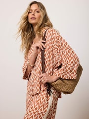 Mint Velvet Orange Geo Print Resort Shirt - Image 1 of 8