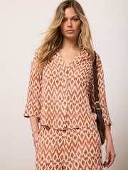 Mint Velvet Orange Geo Print Resort Shirt - Image 4 of 8