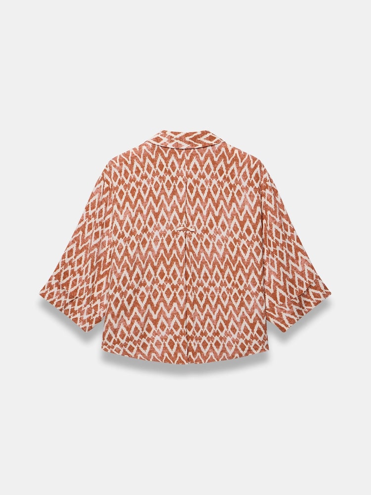 Mint Velvet Orange Geo Print Resort Shirt - Image 8 of 8