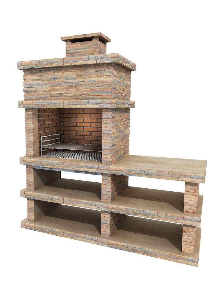Callow Light Brown Londres Modern Masonry BBQ with Side Table - Image 1 of 5