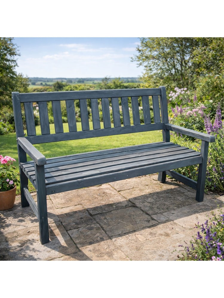 Promex Grey Johanna 2-Seater Wooden Garden Bench - Image 1 of 5
