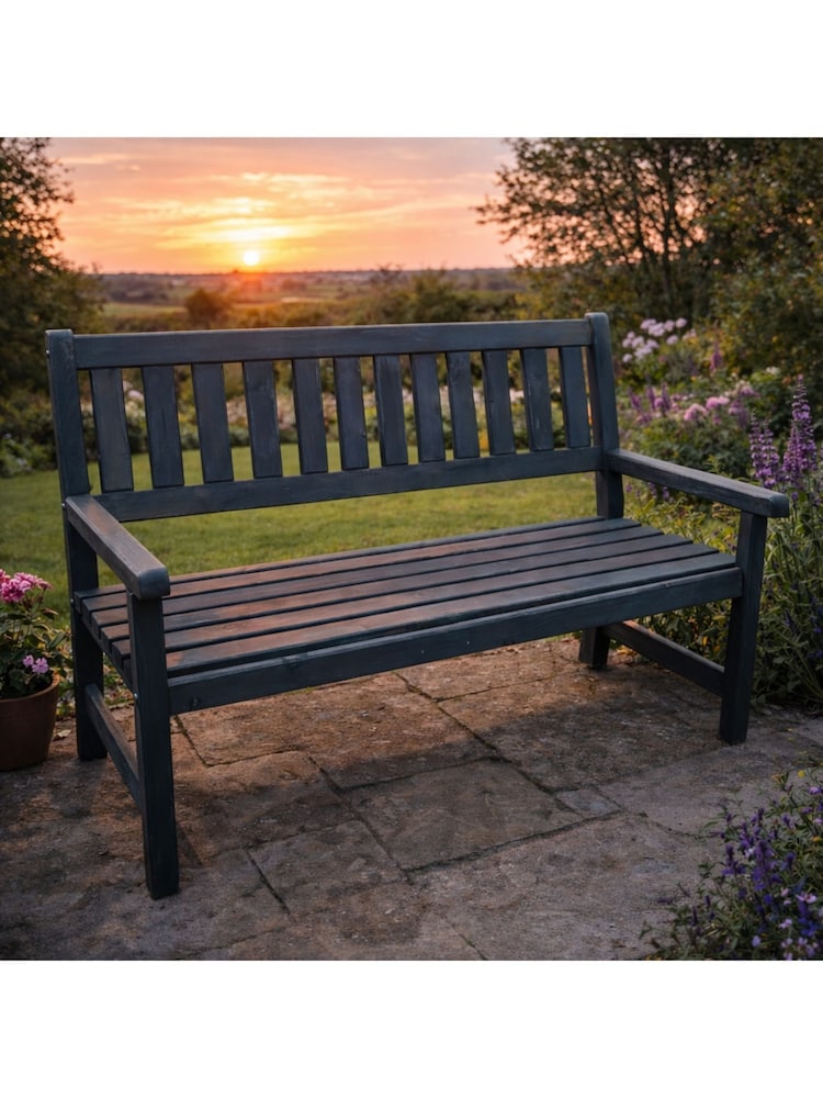 Promex Grey Johanna 2-Seater Wooden Garden Bench - Image 2 of 5