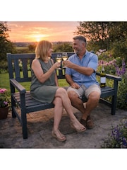 Promex Grey Johanna 2-Seater Wooden Garden Bench - Image 3 of 5