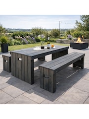 Promex Grey Rotterdam Garden Dining Table and Bench Set - Image 1 of 4