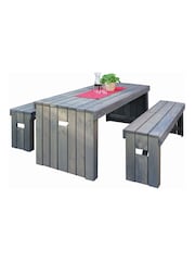 Promex Grey Rotterdam Garden Dining Table and Bench Set - Image 3 of 4