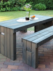 Promex Grey Rotterdam Garden Dining Table and Bench Set - Image 4 of 4