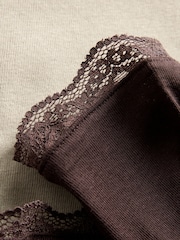 The Set 3 Pack Lace Square Neck Long Sleeve Semi Sheer Top Brown/Neutral/Cream - Image 9 of 9