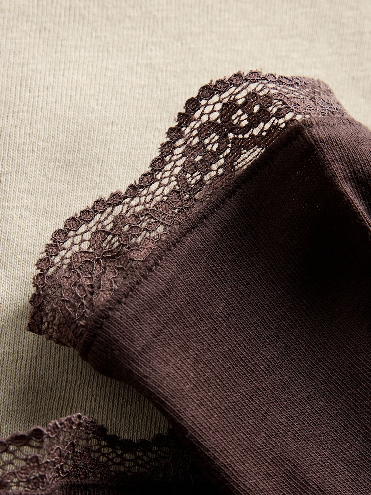 The Set 3 Pack Lace Square Neck Long Sleeve Semi Sheer Top Brown/Neutral/Cream - Image 9 of 9