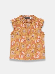 Mint Velvet Orange Cotton Floral Print Blouse - Image 7 of 8