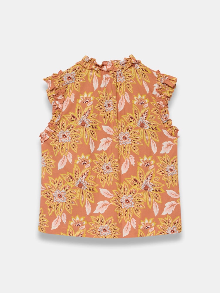 Mint Velvet Orange Cotton Floral Print Blouse - Image 8 of 8