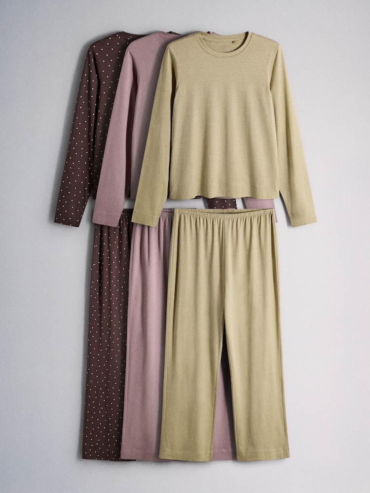 Burgundy Red/Purple/Sage Green - The Set 3 Ұзын жеңді мақта пижамалары - 9суретінің 1 суреті Burgundy Red/Purple/Sage Green - The Set 3 Ұзын жеңді мақта пижамалары - 9суретінің 1 суреті