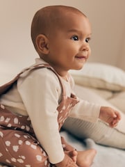Tan Brown Spot Long Sleeve Bodysuit And Woven Dungarees Set 2 Piece (0mths-2yrs) - Image 3 of 5
