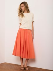 Mint Velvet Orange Cotton Full Midi Skirt - Image 3 of 7