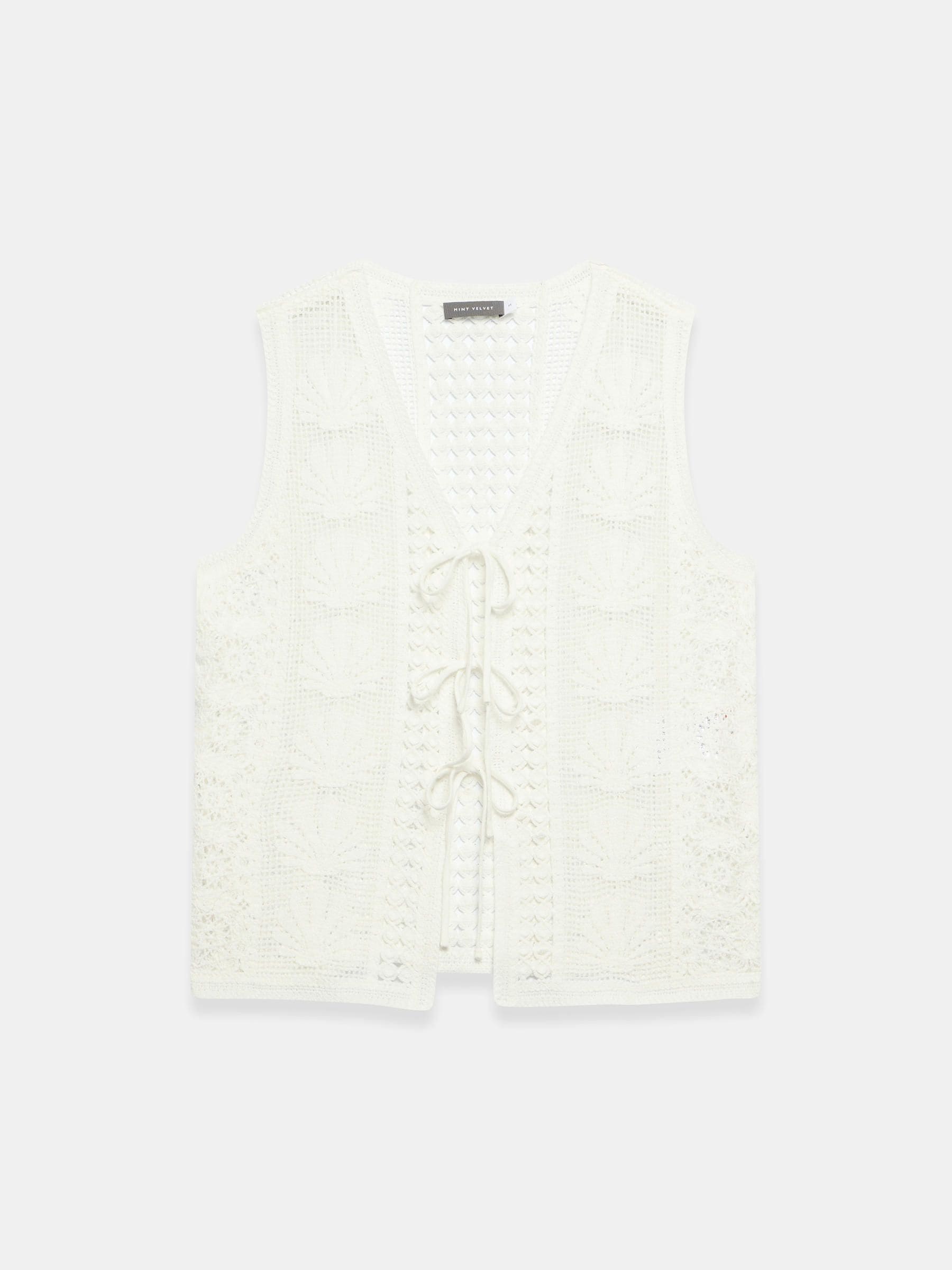 Buy Mint Velvet White Cotton Blend Crochet Knit Top from Next Canada