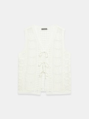 Mint Velvet White Cotton Blend Crochet Knit Top - Image 7 of 8