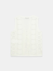Mint Velvet White Cotton Blend Crochet Knit Top - Image 8 of 8