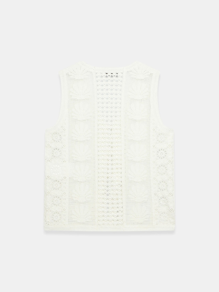 Mint Velvet White Cotton Blend Crochet Knit Top - Image 8 of 8