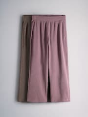 The Set 2 Pack Lounge Wide Leg Trousers Taupe / Pink - Image 1 of 5