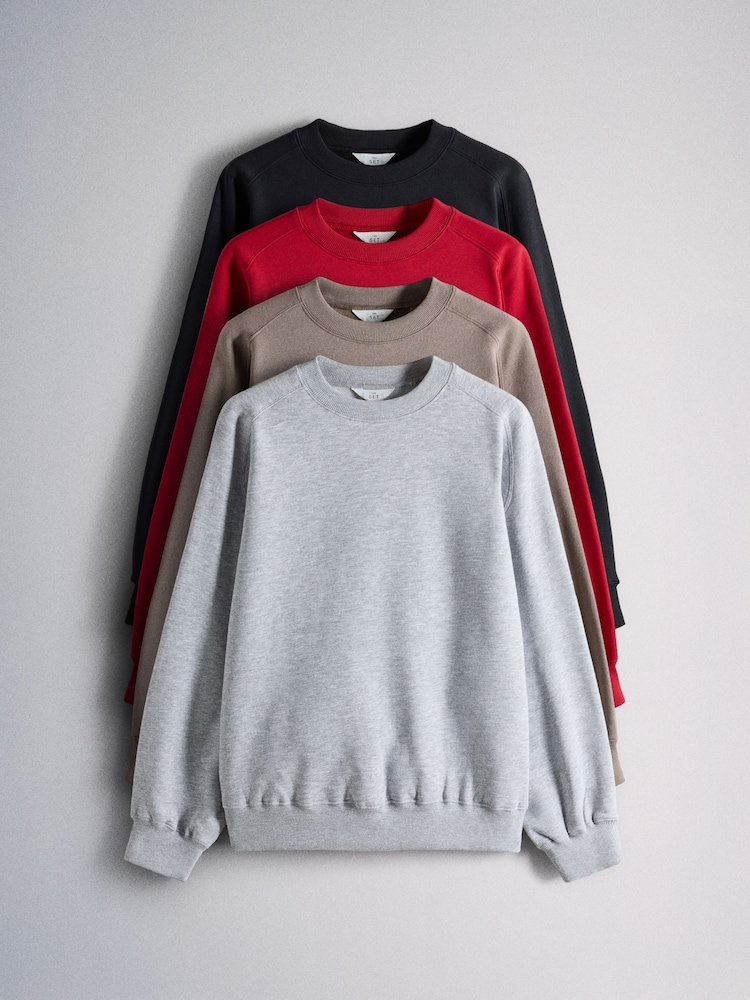 The Set 4 Pack Saddle Sleeve Crew Neck Sweatshirts Grey - Image 1 of 7 The Set 4 Pack Saddle Sleeve Crew Neck Sweatshirts Grey - Image 1 of 7