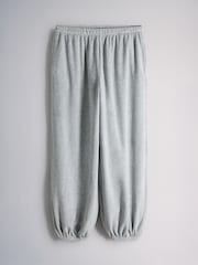 The Set Velour Henley Crew and Cuffed Jogger Co-Ord Set Light Grey - Image 3 of 5