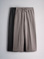 The Set 2 Pack Pintuck Sweat Joggers Taupe Brown/Black - Image 1 of 5