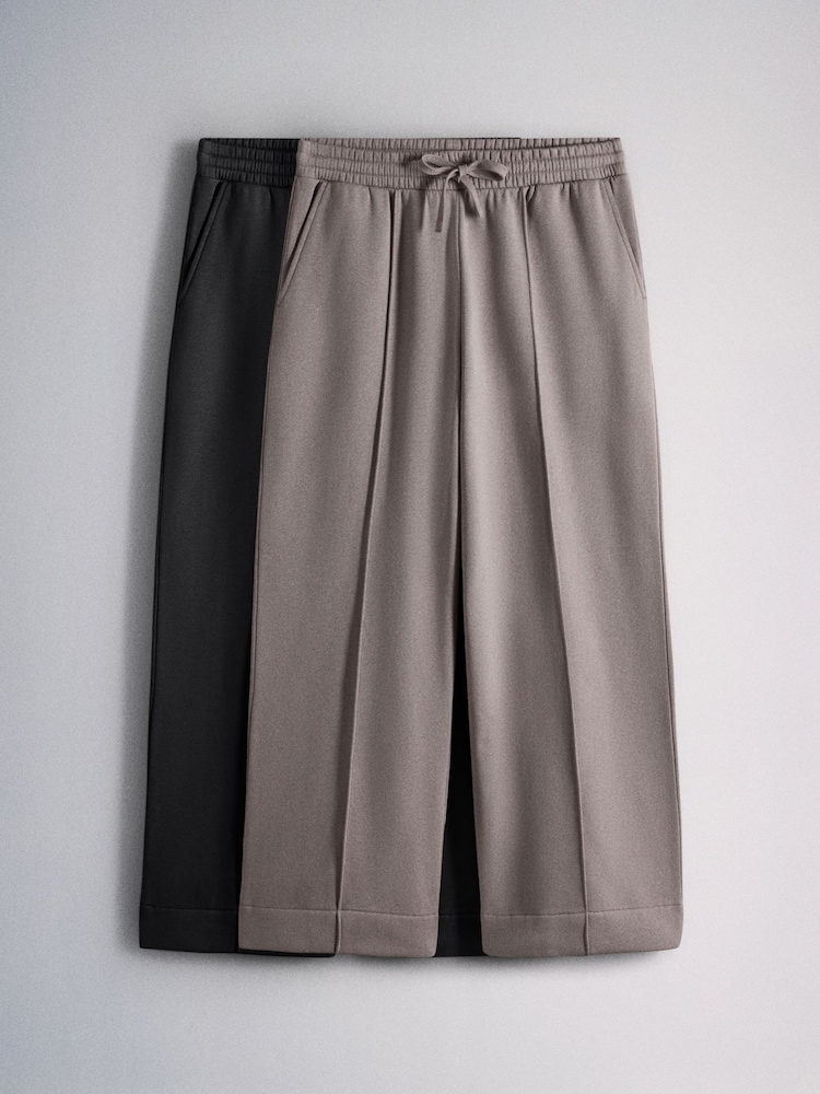 The Set 2 Pack Pintuck Sweat Joggers Taupe Brown/Black - Image 1 of 5