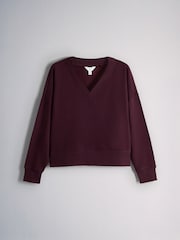 The Set V-Neck Sweater and Pintuck Wide Leg Joggers Coord Burgundy Red - Image 3 of 5