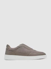 Reiss Lavender Grey Lane Leather and Suede Elasticated-Lace Trainers - Image 2 of 6