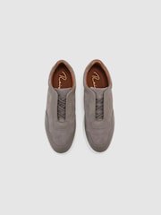Reiss Lavender Grey Lane Leather and Suede Elasticated-Lace Trainers - Image 3 of 6