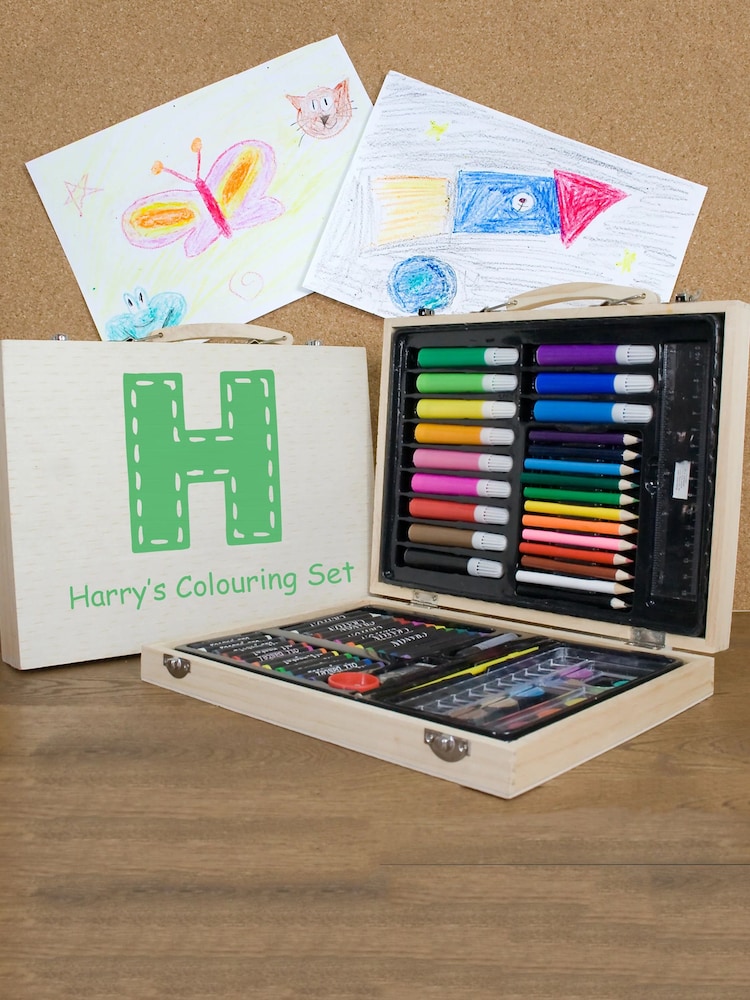 Personalised Children's Colouring In Set - Green by Treat Republic - Image 1 of 3 Personalised Children's Colouring In Set - Green by Treat Republic - Image 1 of 3