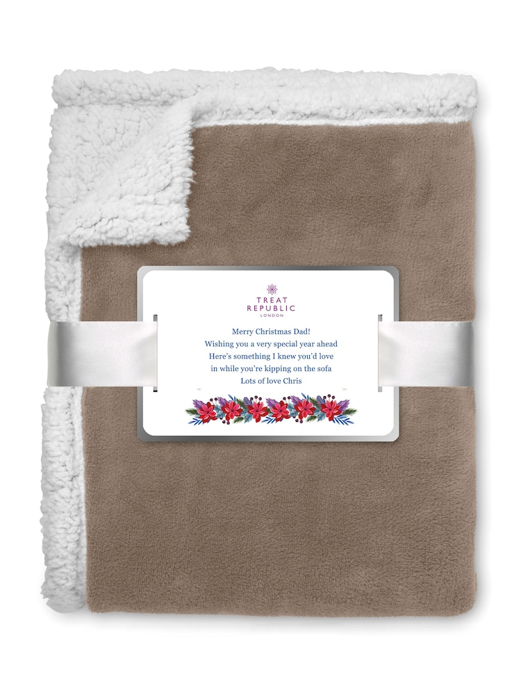 Personalised Sherpa Lined Fleece Blanket by Treat Republic - Image 1 of 2