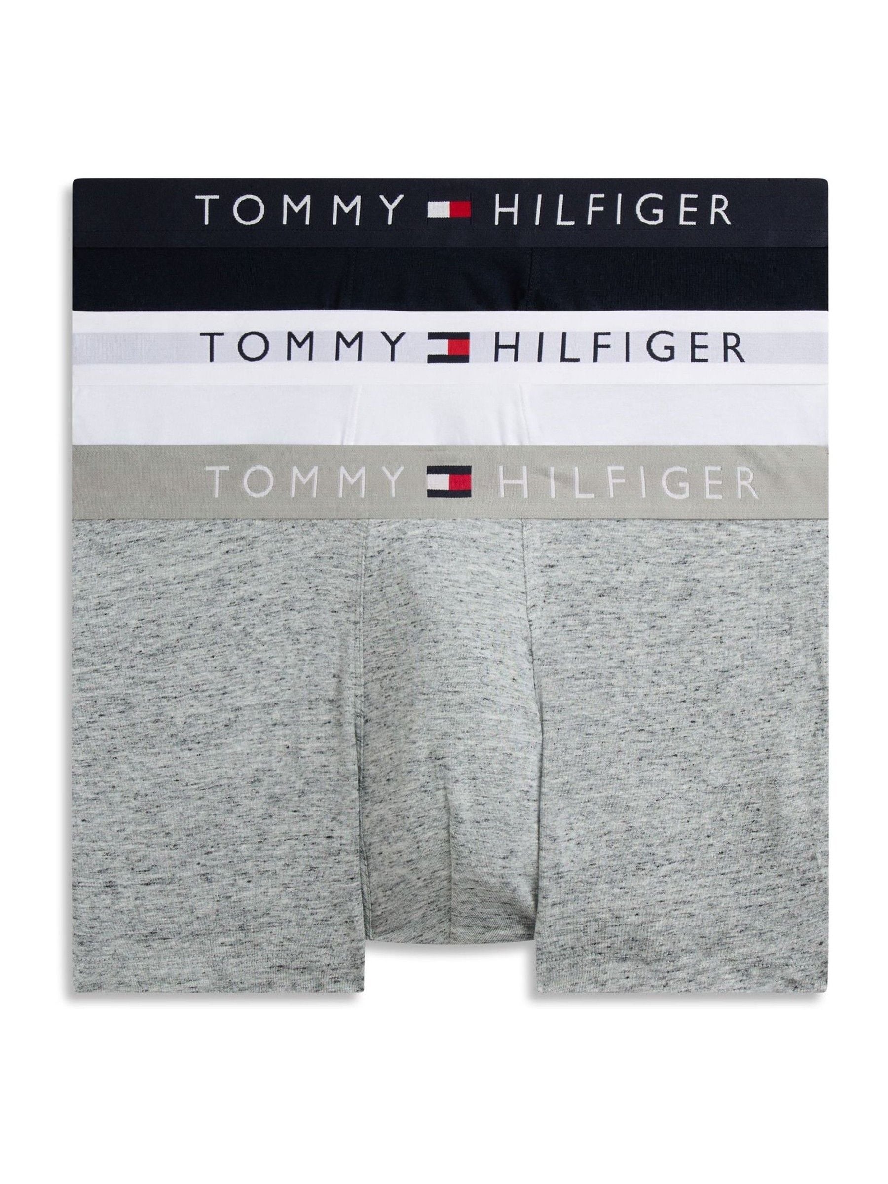Tommy Hilfiger Men's Grey Heather White Desert Sky 3 Pack Waistband Trunks - Grey Heather/White/Desert Sky - Size 37/36/32/13.5/14/14.5/15/15. - Image 2