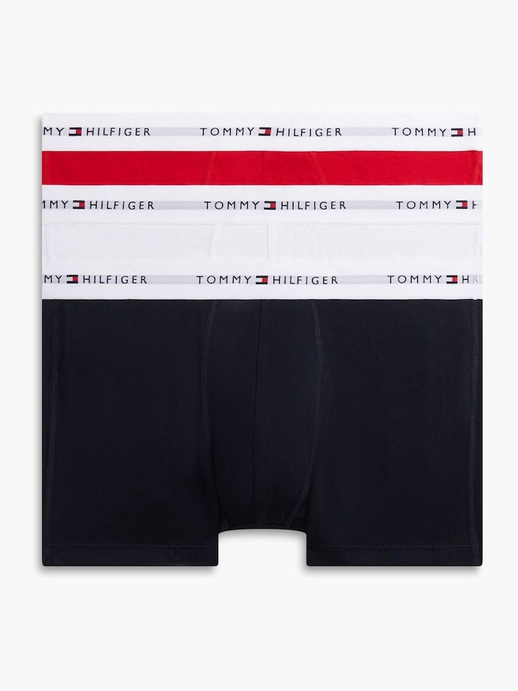 Roșu - Tommy Hilfiger Cotton Stretch Boxer Trunks 3 Pack - Imaginea 1 din 6
