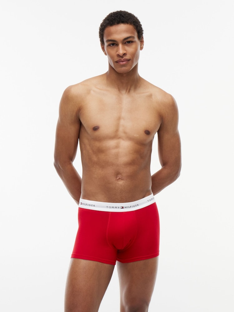 Roșu - Tommy Hilfiger Cotton Stretch Boxer Trunks 3 Pack - Imaginea 2 din 6