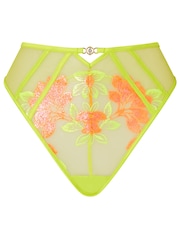 Ann Summers Green High Waist Paradise Glow Neon Floral Embroidery Knickers - Image 5 of 5