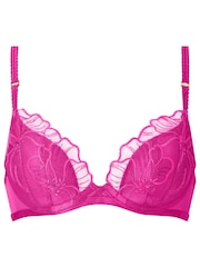 Ann Summers Pink Floral Fling Embroidered Padded Plunge Bra - Image 6 of 6