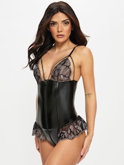 Ann Summers Black Sultry Affair Lace Zip Crotchless Teddy Body - Image 1 of 5