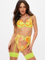 Ann Summers Green Pad Plunge Paradise Glow Neon Floral Embroidery Bra - Image 1 of 5