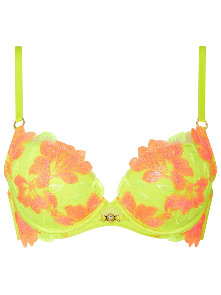 Ann Summers Green Pad Plunge Paradise Glow Neon Floral Embroidery Bra - Image 5 of 5 Ann Summers Green Pad Plunge Paradise Glow Neon Floral Embroidery Bra - Image 5 of 5