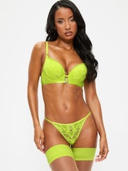 Ann Summers Green Neon Crush Floral Lace Brazilian Knickers - Image 1 of 5