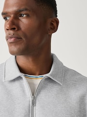Grau meliert - Cotton Rich Jersey Zip Neck Polo Sweatshirt - Bild 5 von 8