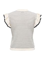 JDY White Striped Knitted Vest With Frilled Sleeve - Image 6 of 6