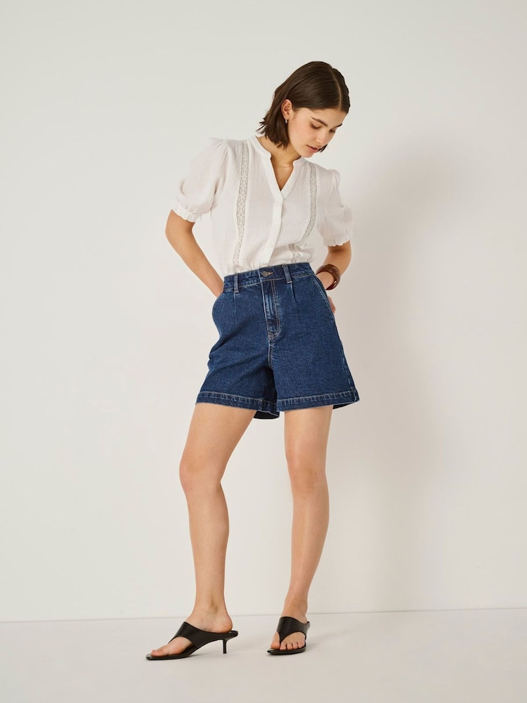 JDY Blue Blue Denim High Waist Shorts - Image 1 of 5 JDY Blue Blue Denim High Waist Shorts - Image 1 of 5