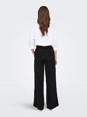 JDY Black Pull On Wide Leg Trousers With Linen - Image 2 of 6