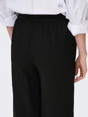 JDY Black Pull On Wide Leg Trousers With Linen - Image 3 of 6