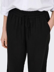 JDY Black Pull On Wide Leg Trousers With Linen - Image 4 of 6
