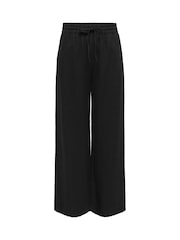 JDY Black Pull On Wide Leg Trousers With Linen - Image 5 of 6