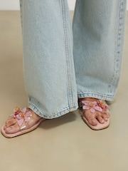 River Island Pink Perspex Flower Flat Sandals - Image 1 of 6